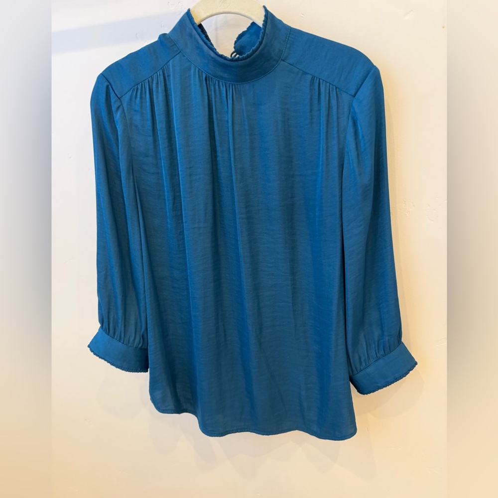 Banana Republic Teal Blue High-Neck Blouse